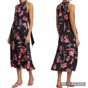 💘 NWT Milly Adrian Floating Floral Botanica Halter Neck Midi Dress Size 10